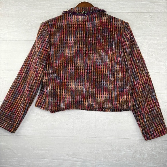 VTG Women's Talbots Wool Blend Multicolor Tweed Double Breasted Blazer Sz14P - Picture 7 of 10